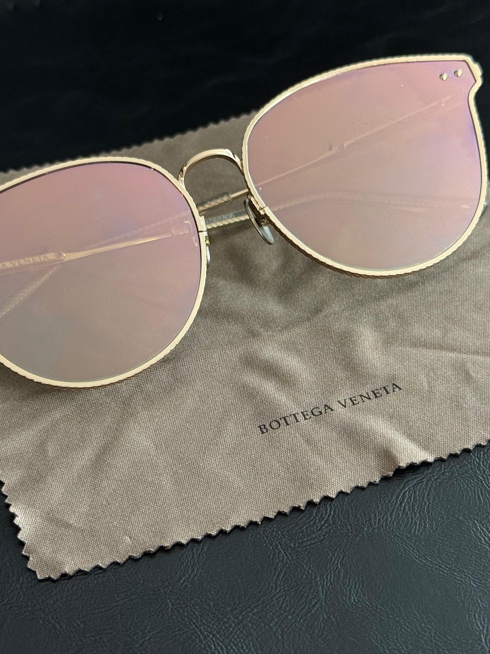 Bottega Veneta Cat-Eye Metal Sunglasses Gold Pink Lens BV0157SK